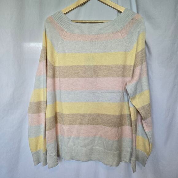 NWT Chaps Pastel Stripe Knit Sweater Womens XL Soft Preppy Classic Multicolor - Picture 6 of 11
